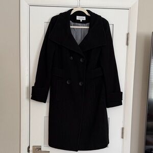 Calvin Klein Women's Elegant Black Pea Coat